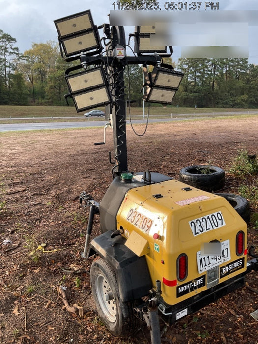 2022 Allmand NLV3GR (4) LED Light Fixture 350W, 23' Vertical Mast, 3kW Prime, Towable, Deep Sea L401, Leveling Jacks, Yanmar T4F 5.8hp