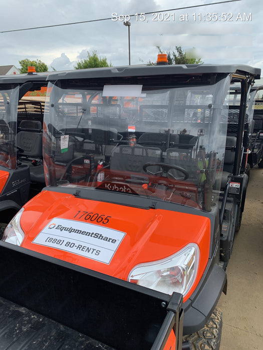 2021 Kubota RTV-X1140W-H Plastic Canopy, Windshield Acrylic Clear, LED Strobe Light, Wire Harness Kit, Back up Alarm