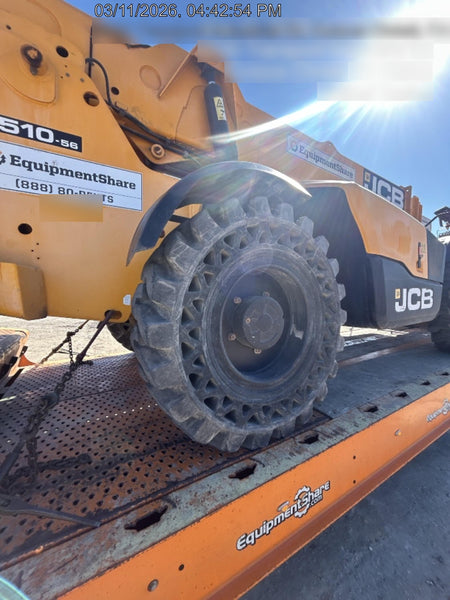 2019 JCB 510-56 74 HP w/CAB/HVAC, Beacon, Worklights, Aux Hydraulics, Solid Tires 66" Carriage/60" Forks