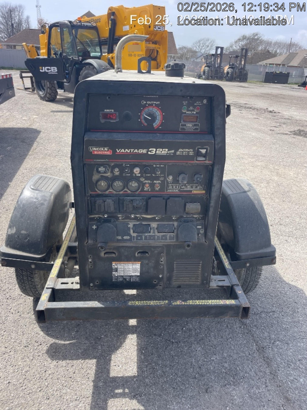 2019 Lincoln Electric Vantage 322 Ready-Pak 3, Two Wheel Trailer, Fender and Light Kit, Cable Rack