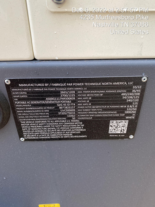 2022 ATLAS COPCO QAS45 CWK