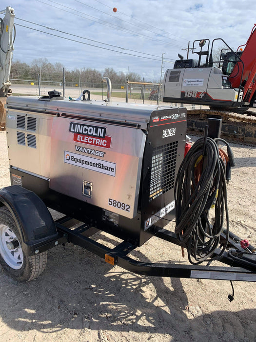2019 Lincoln Electric Vantage 322 Welder Ready-Pak 3, Two wheel trailer, Fender and Light kit, Cable Rack