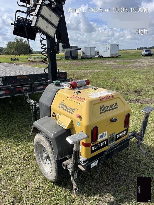 2022 Allmand NLV3GR (4) LED Light Fixture 350W, 23' Vertical Mast, 3kW Prime, Towable