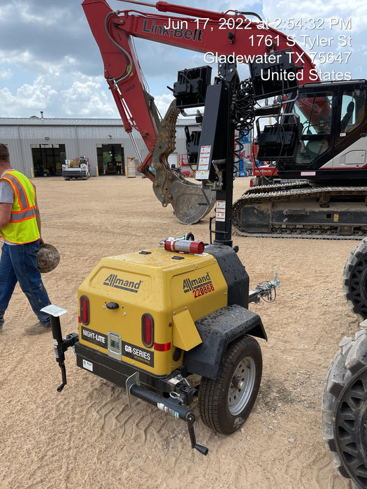 2022 Allmand NLV3GR (4) LED Light Fixture 350W, 23' Vertical Mast, 3kW Prime, Towable, Deep Sea L401, Leveling Jacks, Yanmar T4F 5.8hp