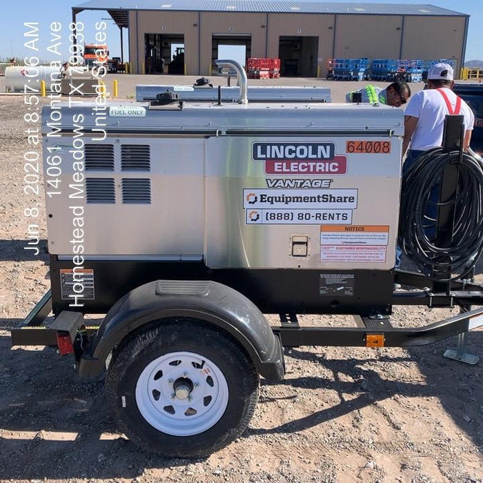 2019 Lincoln Electric Vantage 322 Welder Ready-Pak 3, Two wheel trailer, Fender and Light kit, Cable Rack