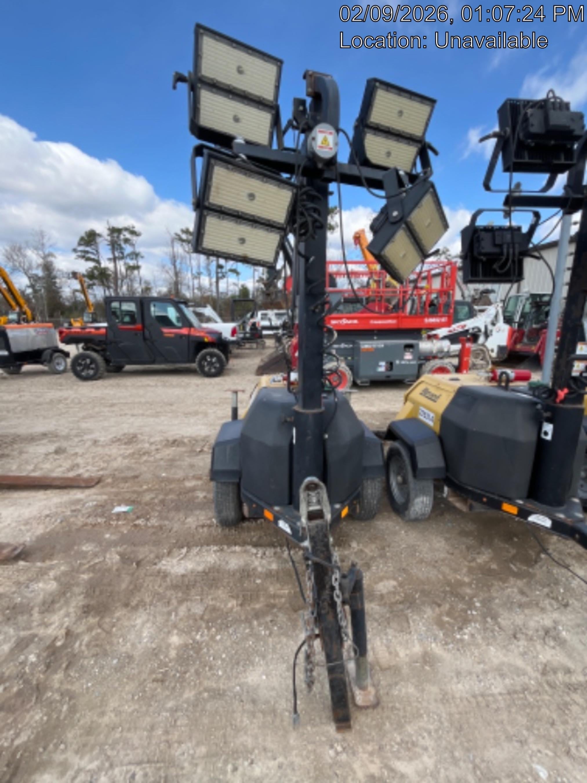 2022 Allmand NLV3GR (4) LED Light Fixture 350W, 23' Vertical Mast, 3kW Prime, Towable, Deep Sea L401, Leveling Jacks, Yanmar T4F 5.8hp