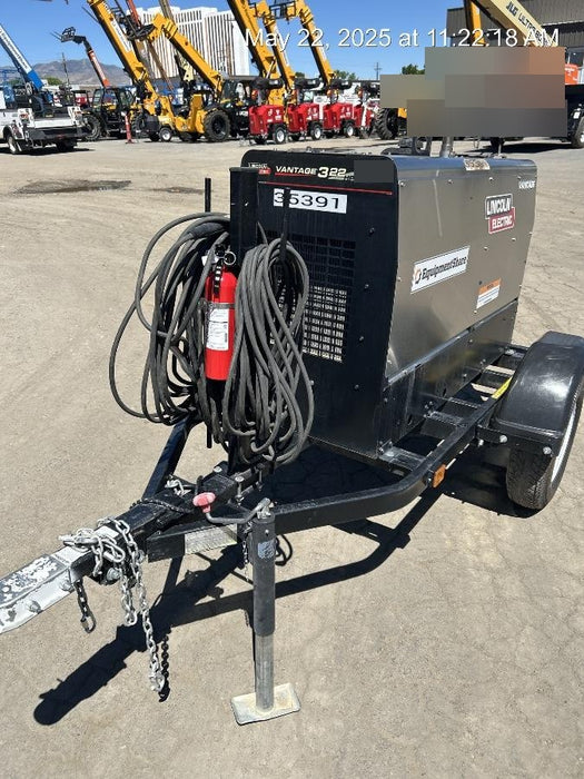 2019 Lincoln Electric Vantage 322 Welder Ready-Pak 3, Two wheel trailer, Fender and Light kit, Cable Rack