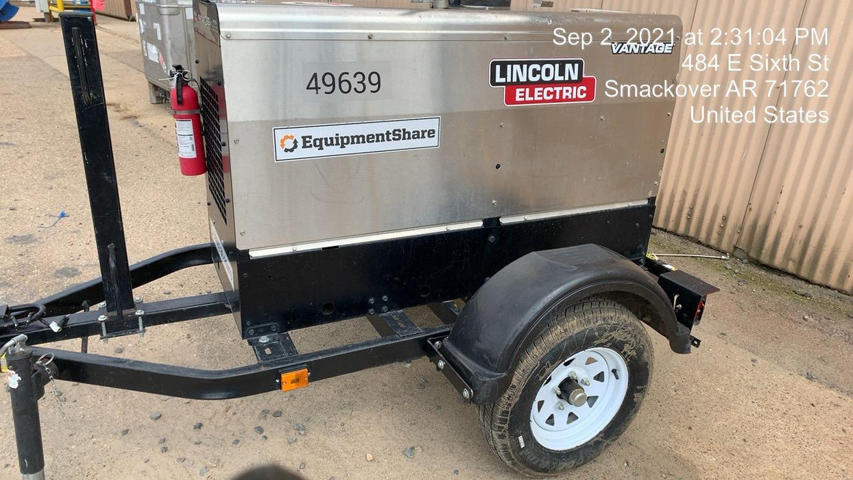 2019 Lincoln Electric Vantage 322 Ready-Pak 3, Two Wheel Trailer, Fender and Light Kit, Cable Rack