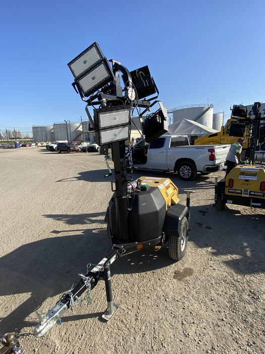 2022 Allmand NLV3GR (4) LED Light Fixture 350W, 23' Vertical Mast, 3kW Prime, Towable, Deep Sea L401, Leveling Jacks, Yanmar T4F 5.8hp