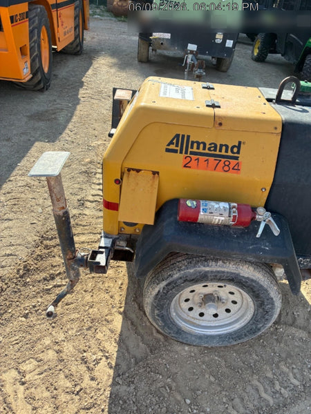 2022 Allmand NLV3GR (4) LED Light Fixture 350W, 23' Vertical Mast, 3kW Prime, Towable, Deep Sea L401, Leveling Jacks, Yanmar T4F 5.8hp