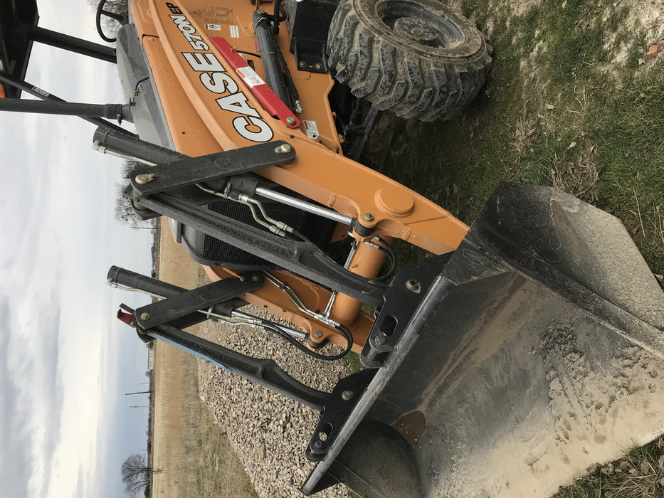 2019 Case 570N EP Canopy, 4WD, GP Front Bucket, Dual Tilt Cylinder, 84" Box Blade w/ Scarifier, Wheel Weights, Beacon
