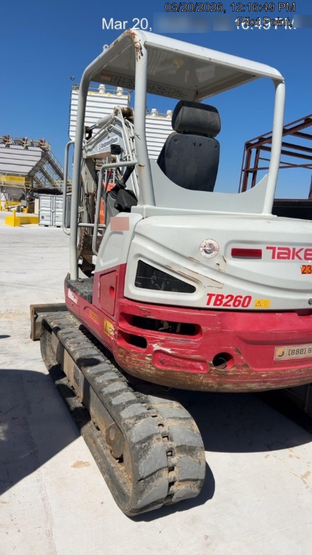 2019 Takeuchi TB260 Takeuchi TB260 Canopy w/Rubber Tracks, Auxiliary Hydraulics, Standard Blade, Manual QC