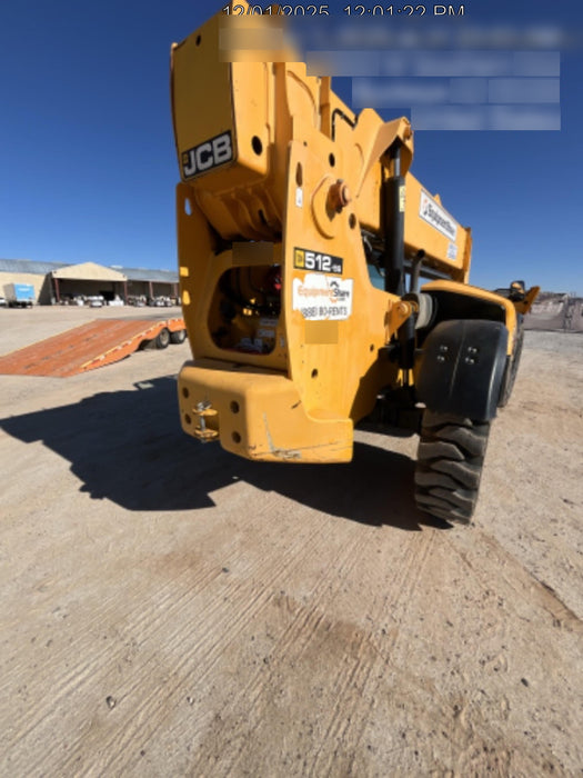 2019 JCB 512-56 74 HP w/CAB/HVAC, Beacon, Aux Hydraulics, Worklights, Solid Tires w/60" Carriage/Forks