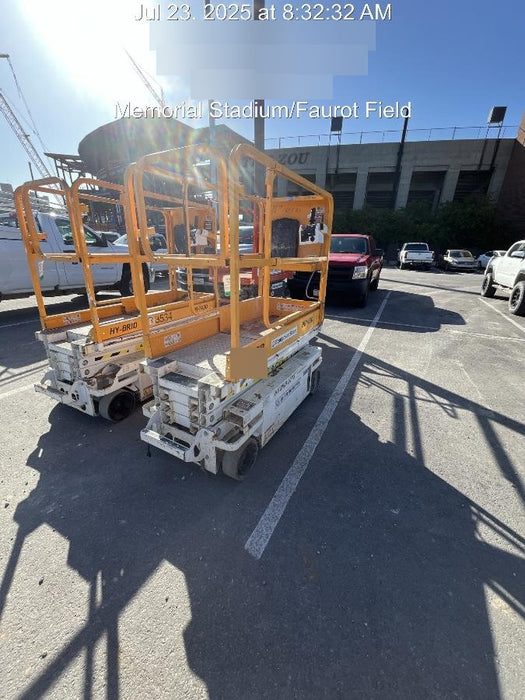 Custom Equipment HB-1430 <ul>
 <li>Hy-Brid Scissor Lift</li>
  <li>Platform capacity up to 670 lbs.</li>
  <li>Working height up to 20 ft</li>
  <li>Weighs under 1,700 lbs.</li>
  <li>Non-marking wheels </li>
</ul>