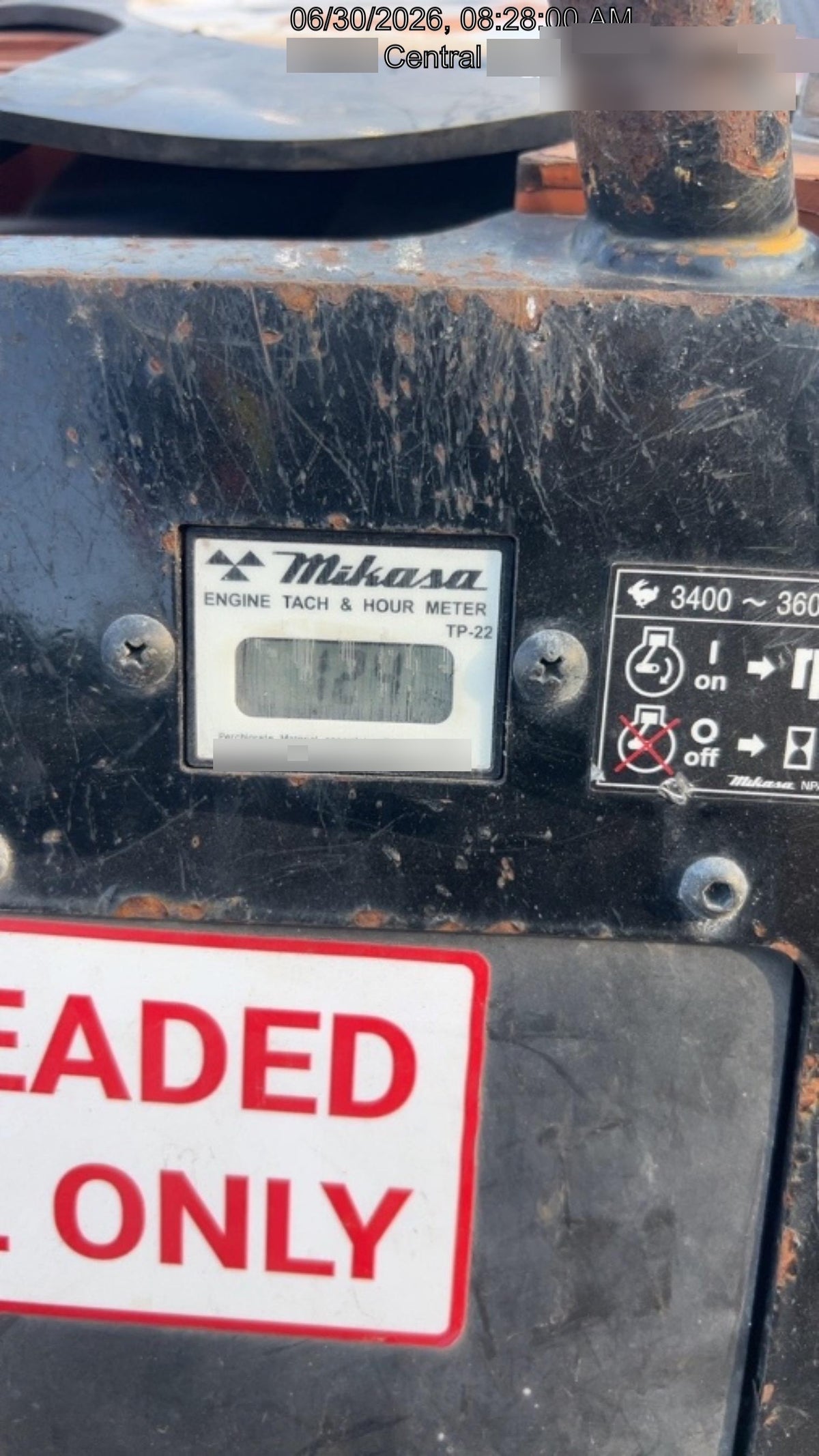 2023 Multiquip MV308GH Honda GX270, 18" Plate, Tachometer