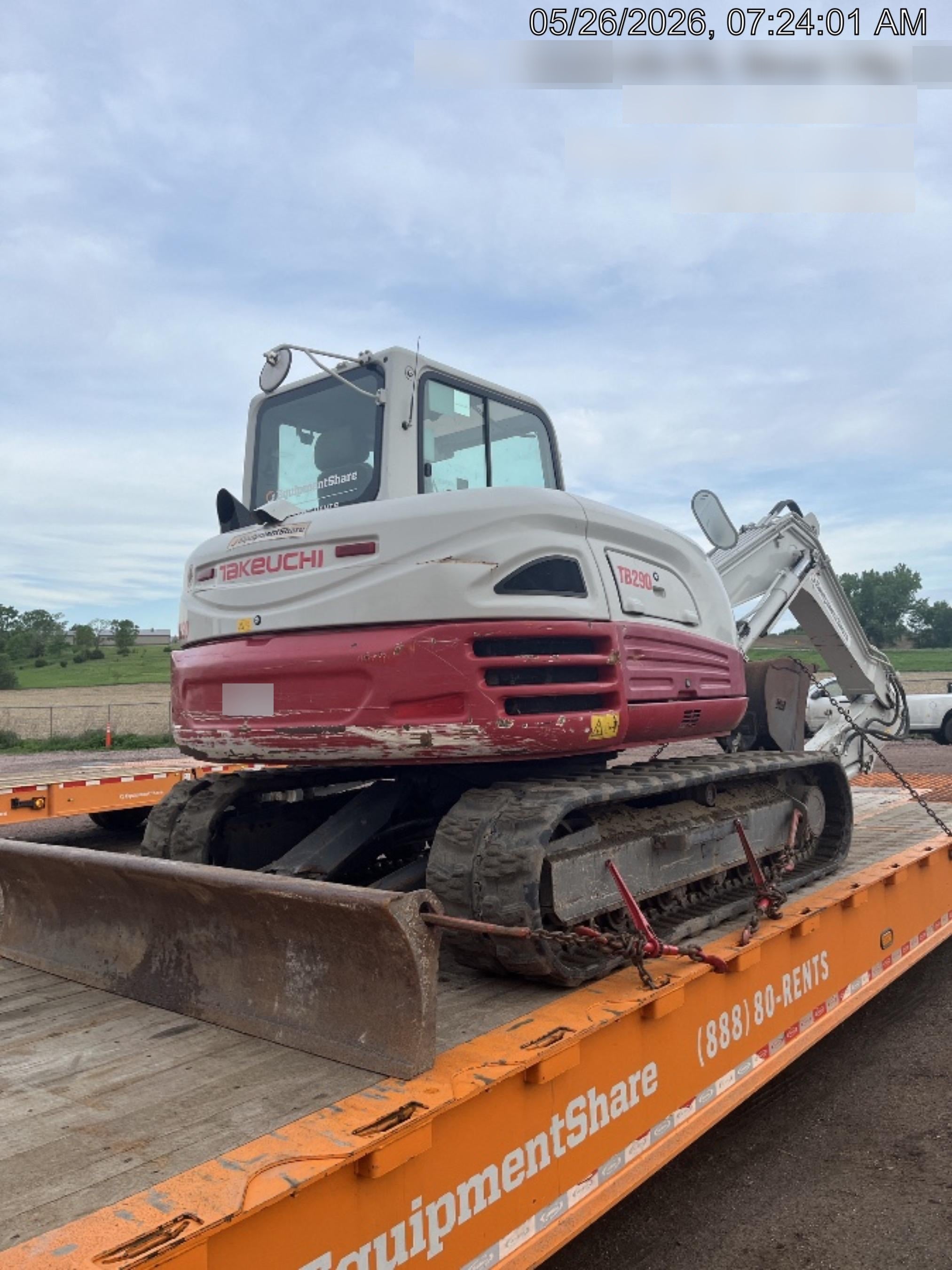 2019 Takeuchi TB290 Cab/Heat/AC Rubber tracks, Dozer blade, Travel alarm, Auxiliary hydraulics Manual QC, Hydraulic thumb, 18", 24", and 36" Buckets