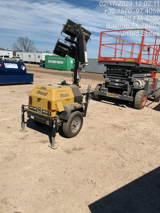 2022 Allmand NLV3GR (4) LED Light Fixture 350W, 23' Vertical Mast, 3kW Prime, Towable, ES Decals, T3