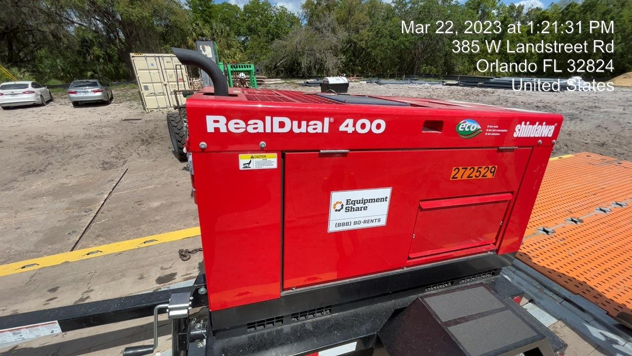 2022 Shindaiwa DGW400MDL Kubota D902 Engine, 23 HP, Dual Op Welder, Wire, Arc, Droop Stick, Tig, and CC Stick Functionality, Simulphase, 3 Phase and 1 Phase Gen Output, Single Axle NB Trlr, Slr Trckl Chrg 12V 12W, Fire Ext