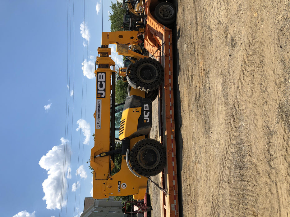 2020 JCB 510-56 Cab/Heat/Air, 74 HP, Solid Tires, STD Worklight, Beacon, Aux Hydraulics, Lifting Eye, Back up Alarm w/66" Carriage/60" Forks