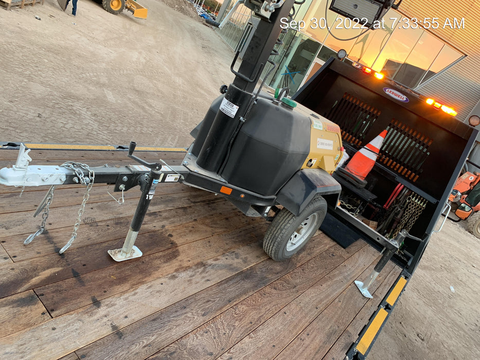 2022 Allmand NLV3GR (4) LED Light Fixture 350W, 23' Vertical Mast, 3kW Prime, Towable, Deep Sea L401, Leveling Jacks, Yanmar T4F 5.8hp