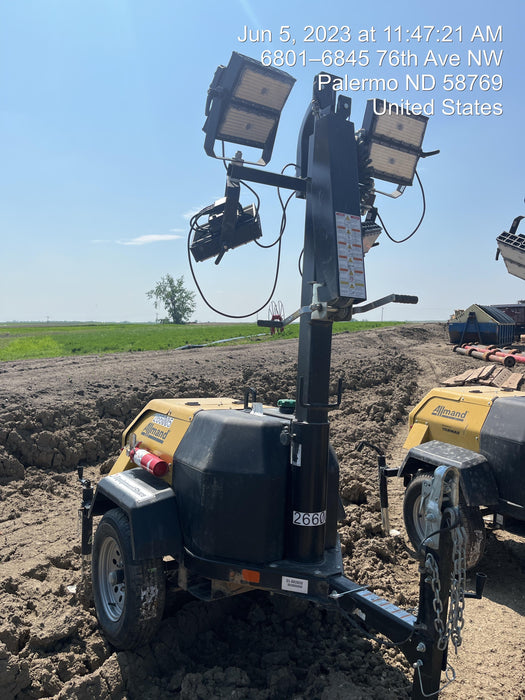 2022 Allmand NLV3GR (4) LED Light Fixture 350W, 23' Vertical Mast, 3kW Prime, Towable, ES Decals, T3