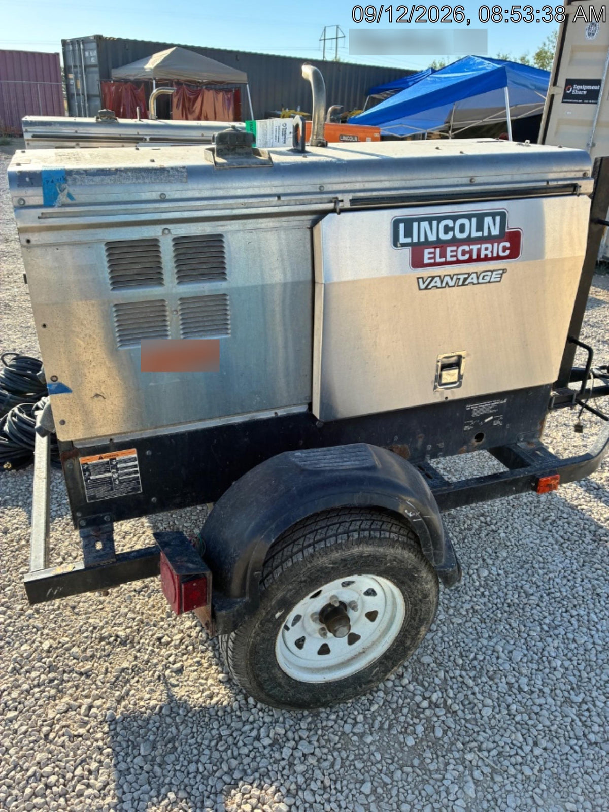 2019 Lincoln Electric Vantage 322 Welder Ready-Pak 3, Two wheel trailer, Fender and Light kit, Cable Rack