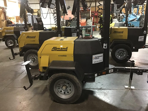 2020 Allmand NLV3GR (4) LED Light Fixture 350W, 23' Vertical Mast, 3kW Prime, Towable, Deep Sea L401, Leveling Jacks, Yanmar T4F 5.8hp