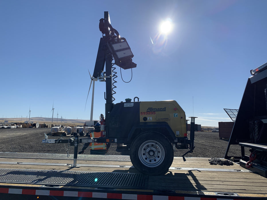 2020 Allmand NLV3GR (4) LED Light Fixture 350W, 23' Vertical Mast, 3kW Prime, Towable, Deep Sea L401, Leveling Jacks, Yanmar T4F 5.8hp