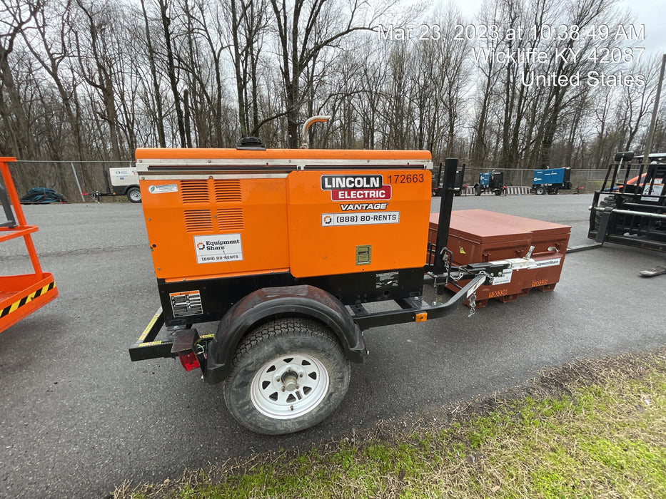 2021 Lincoln Electric Vantage 322 Vantage 322 Ready Pak 3 w/ Decals, ORANGE (includes trailer, cable rack, fender light kit) NO Telematics