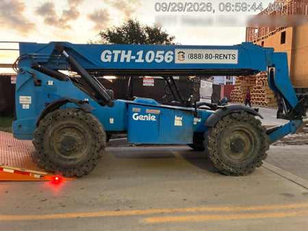2019 Genie GTH-1056 Canopy, Solid RT Tires, LED Work Lights, Beacon 60" QA Carriage, 60" Forks