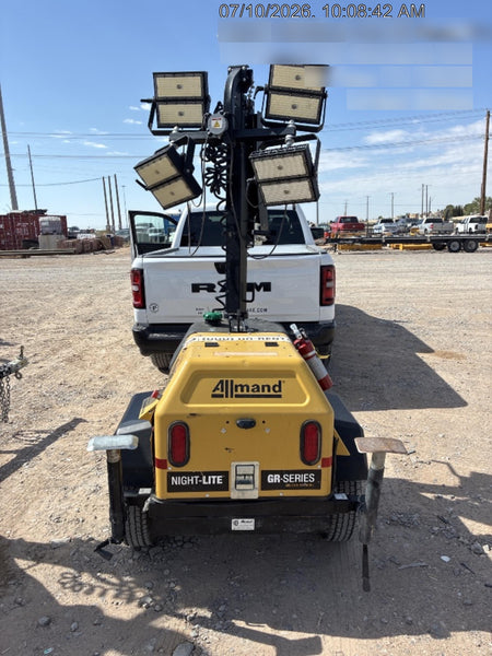 2022 Allmand NLV3GR (4) LED Light Fixture 350W, 23' Vertical Mast, 3kW Prime, Towable, ES Decals, T3