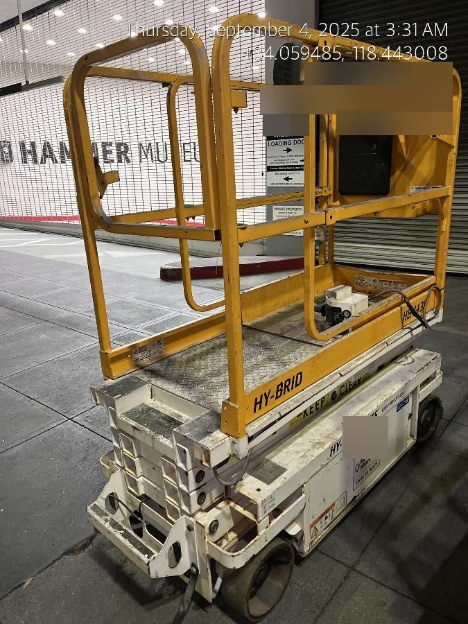 Custom Equipment HB-1430 <ul>
 <li>Hy-Brid Scissor Lift</li>
  <li>Platform capacity up to 670 lbs.</li>
  <li>Working height up to 20 ft</li>
  <li>Weighs under 1,700 lbs.</li>
  <li>Non-marking wheels </li>
</ul>