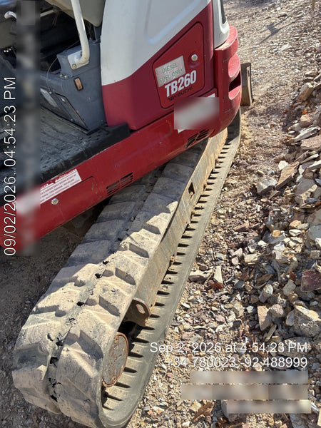 2019 Takeuchi TB260 Takeuchi TB260 Canopy w/Rubber Tracks, Auxiliary Hydraulics, Standard Blade, Manual QC, 12 / 18 / 24" Buckets, Hydraulic Thumb Installed