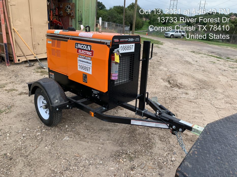 2021 Lincoln Electric Vantage 322 Vantage 322 Ready Pak 3 w/ Decals, ORANGE (includes trailer, cable rack, fender light kit) NO Telematics