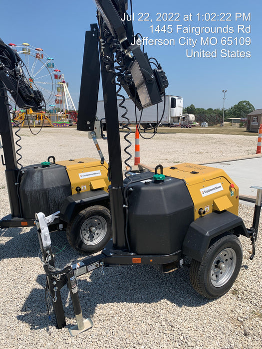 2022 Allmand NLV3GR (4) LED Light Fixture 350W, 23' Vertical Mast, 3kW Prime, Towable, Deep Sea L401, Leveling Jacks, Yanmar T4F 5.8hp