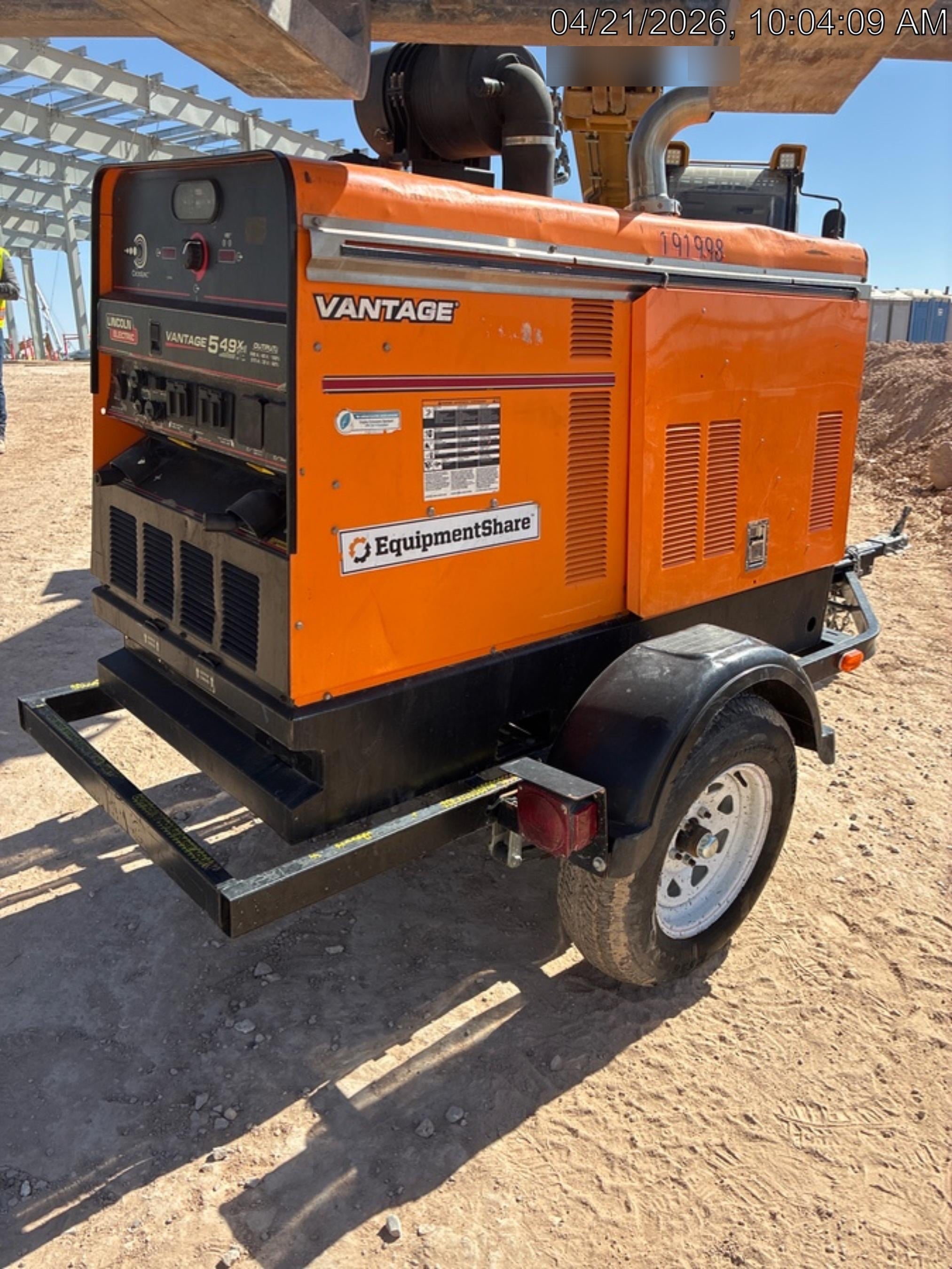 2021 Lincoln Electric Vantage 549X Ready Pak 3, ORANGE (includes trailer, cable rack, fender light kit)