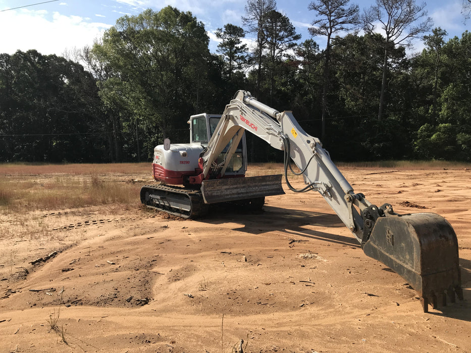 2019 Takeuchi TB290 Cab/Heat/AC Rubber tracks, Dozer blade, Travel alarm, Auxiliary hydraulics Manual QC, Hydraulic thumb, 18", 24", and 36" Buckets