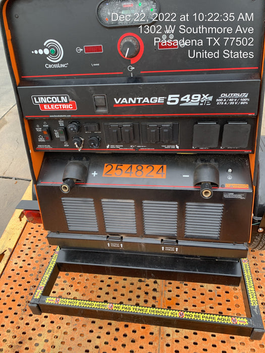 2022 Lincoln Electric Vantage 549X Crosslink Technology, Trailer Mounted, ES Decals, T3