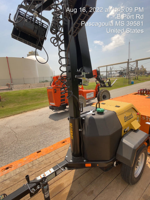 2022 Allmand NLV3GR (4) LED Light Fixture 350W, 23' Vertical Mast, 3kW Prime, Towable, Deep Sea L401, Leveling Jacks, Yanmar T4F 5.8hp