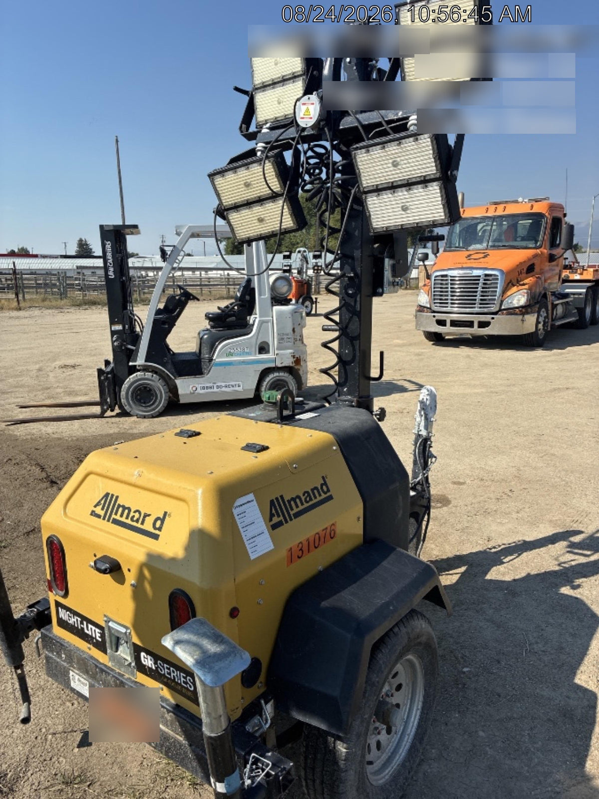 2021 Allmand NLV3GR (4) LED Light Fixture 350W, 23' Vertical Mast, 3kW Prime, Towable, Deep Sea L401, Leveling Jacks, Yanmar T4F 5.8hp