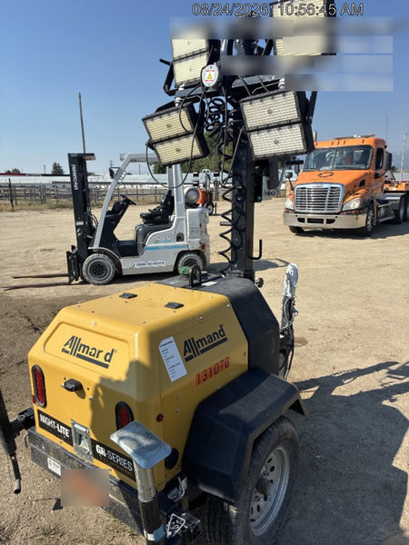 2021 Allmand NLV3GR (4) LED Light Fixture 350W, 23' Vertical Mast, 3kW Prime, Towable, Deep Sea L401, Leveling Jacks, Yanmar T4F 5.8hp