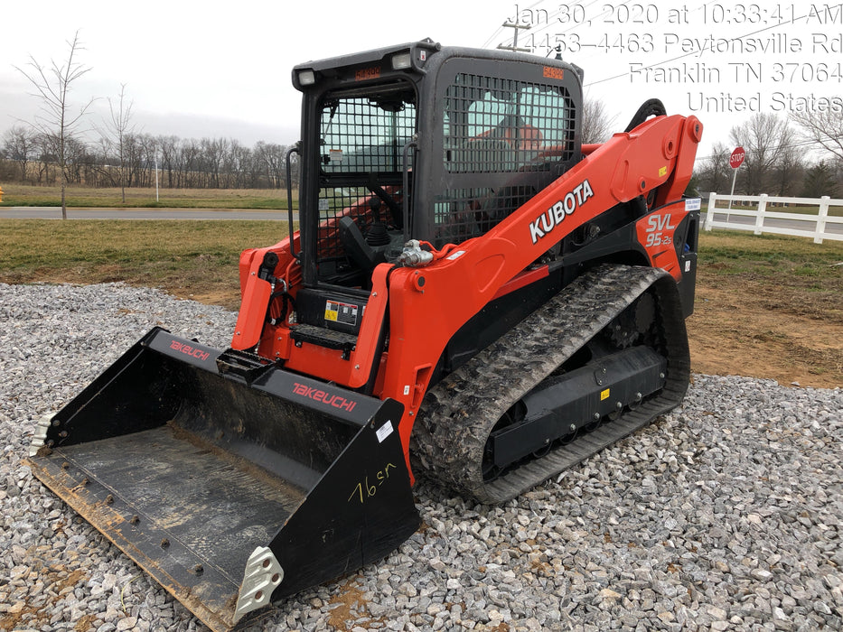 2019 Kubota SVL95-2S Cab/Heat/Air, Standard Tracks, Standard Flow w/Manual QC, 80" HD Tooth Bucket
