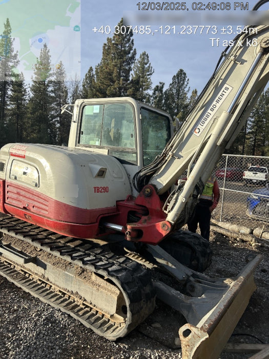 2019 Takeuchi TB290 Cab/Heat/AC Rubber tracks, Dozer blade, Travel alarm, Auxiliary hydraulics Manual QC, Hydraulic thumb, 18", 24", and 36" Buckets