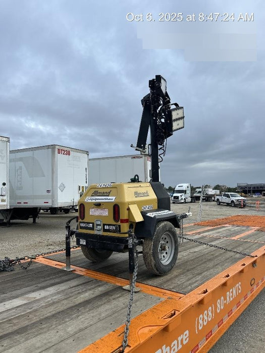 2022 Allmand NLV3GR (4) LED Light Fixture 350W, 23' Vertical Mast, 3kW Prime, Towable, Deep Sea L401, Leveling Jacks, Yanmar T4F 5.8hp