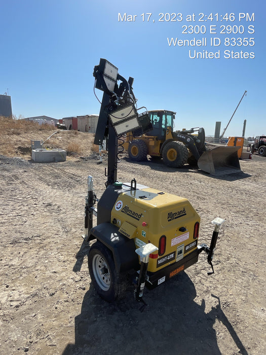 2022 Allmand NLV3GR (4) LED Light Fixture 350W, 23' Vertical Mast, 3kW Prime, Towable, ES Decals, T3