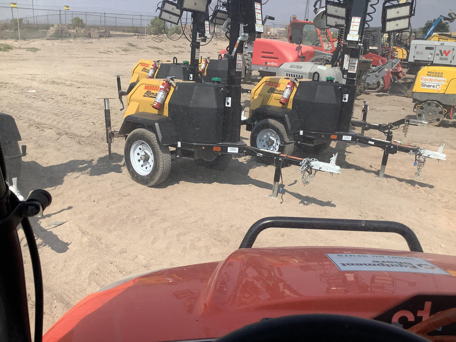 2021 Allmand NLV3GR (4) LED Light Fixture 350W, 23' Vertical Mast, 3kW Prime, Towable, Deep Sea L401, Leveling Jacks, Yanmar T4F 5.8hp