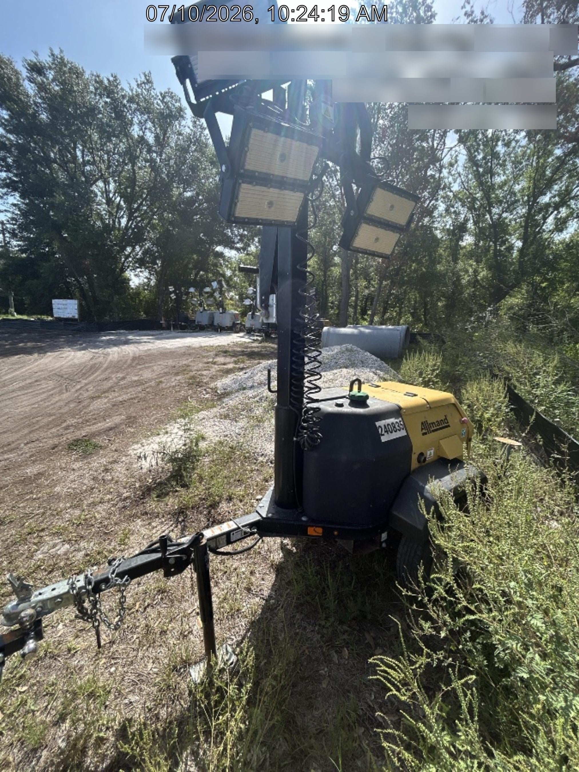 2022 Allmand NLV3GR (4) LED Light Fixture 350W, 23' Vertical Mast, 3kW Prime, Towable, Deep Sea L401, Leveling Jacks, Yanmar T4F 5.8hp