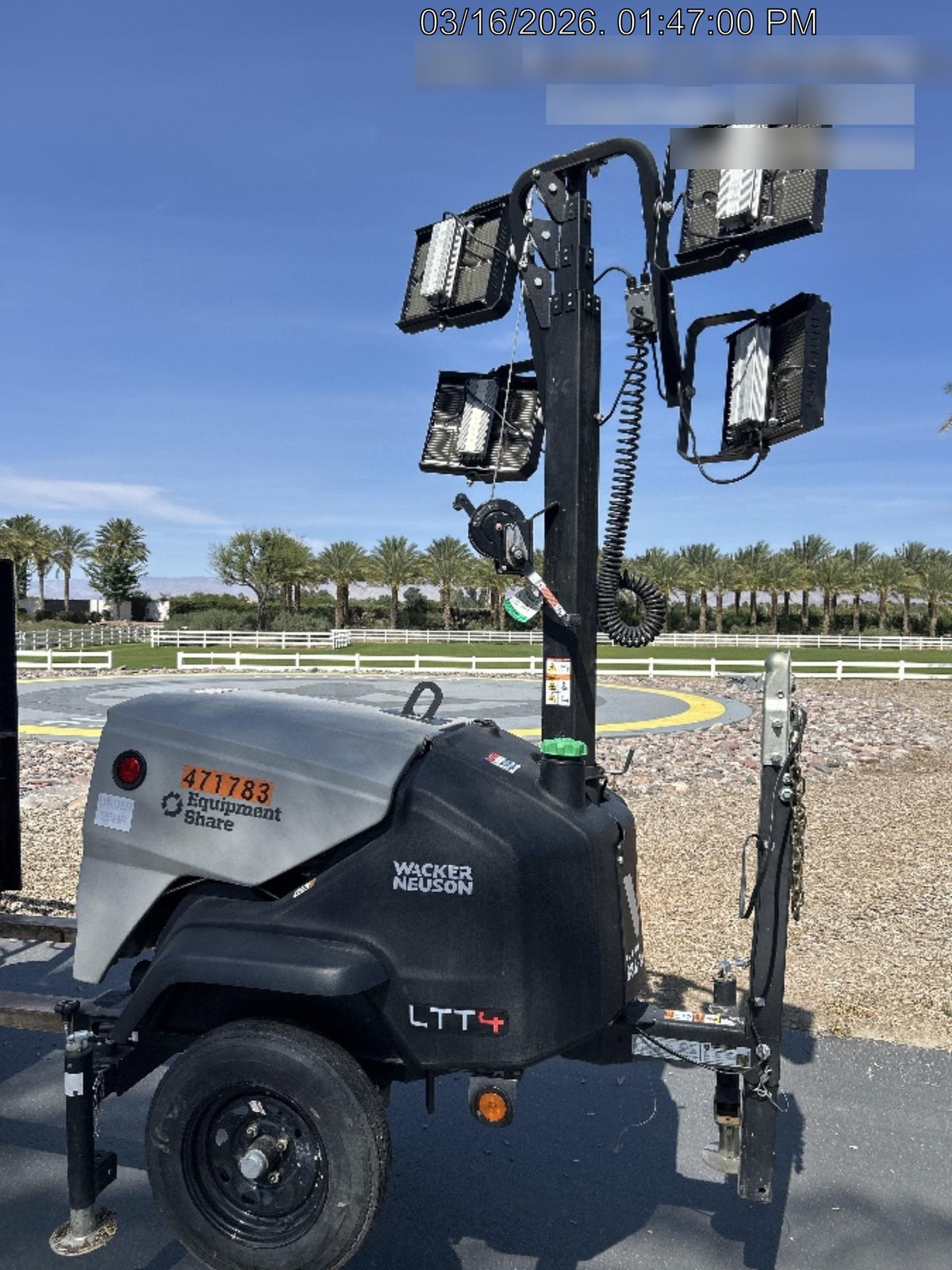 2024 Wacker Neuson LTT4 Diesel, Kohler KDW702, Deep Sea Controller, Auto Start, LED 320W, Bypass Outlet, T3