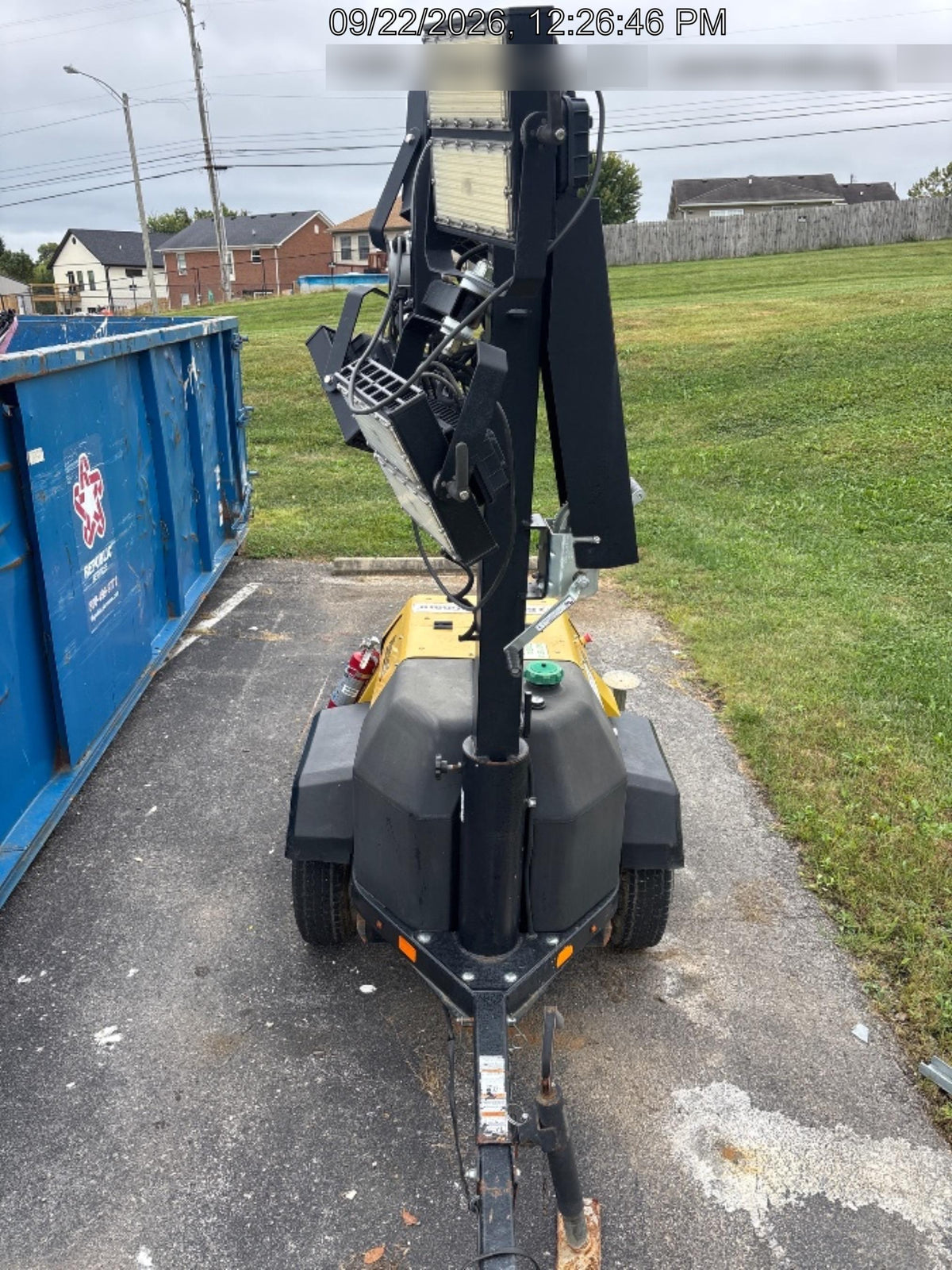 2022 Allmand NLV3GR (4) LED Light Fixture 350W, 23' Vertical Mast, 3kW Prime, Towable, Deep Sea L401, Leveling Jacks, Yanmar T4F 5.8hp