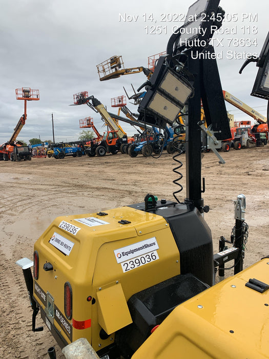 2022 Allmand NLV3GR (4) LED Light Fixture 350W, 23' Vertical Mast, 3kW Prime, Towable, Deep Sea L401, Leveling Jacks, Yanmar T4F 5.8hp